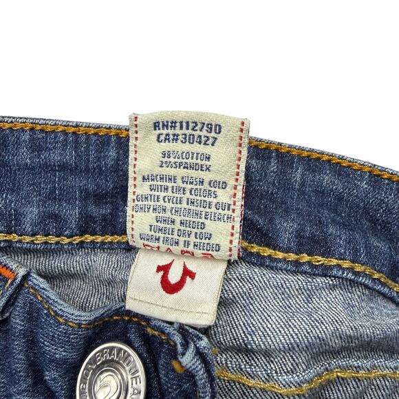 TRUE RELIGION Y2K Rhinestone Straight Leg Jean Size 28 Made In USA - Picture 4 of 8